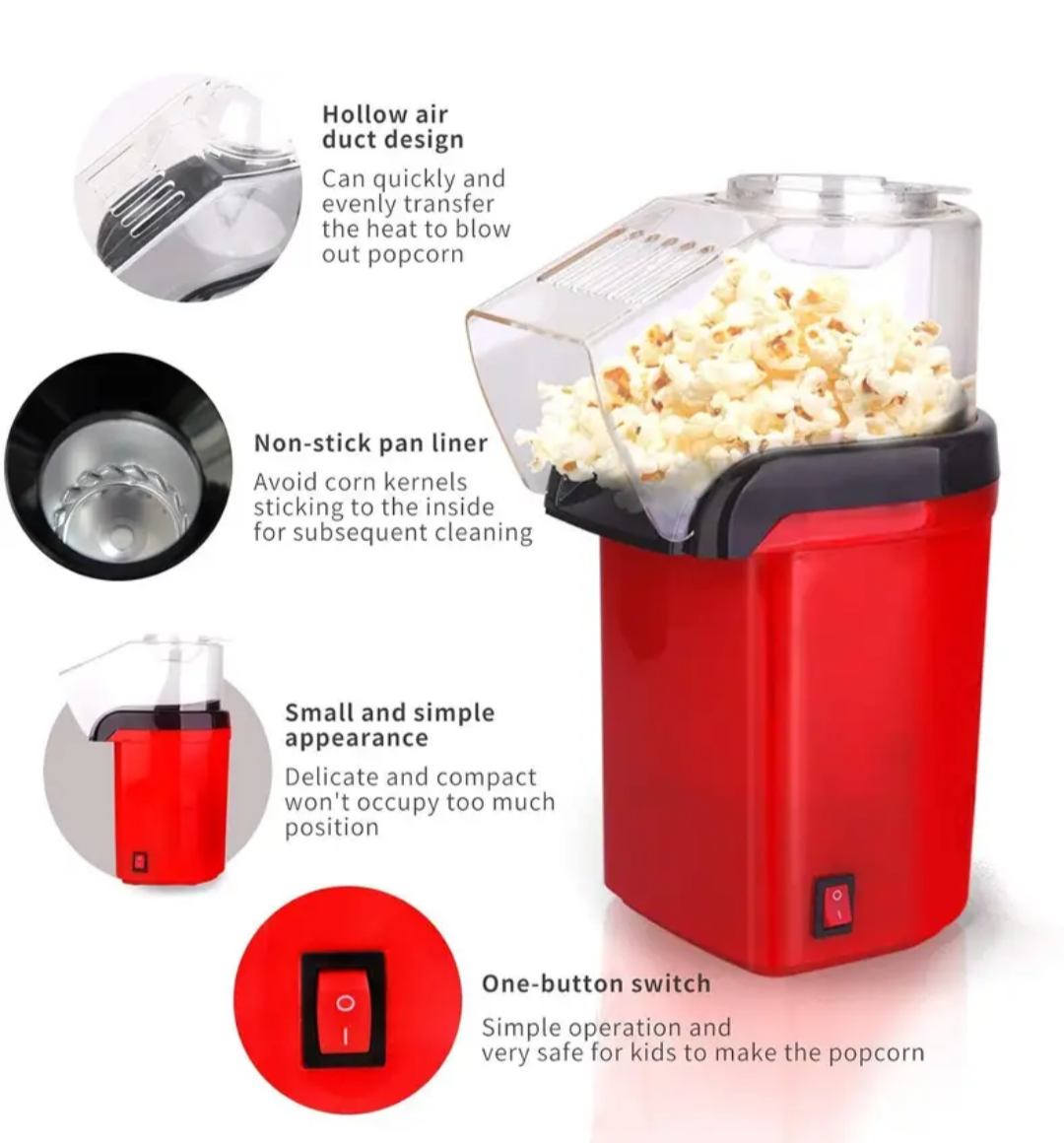 Hot Air PopCorn machine 400g (Red)